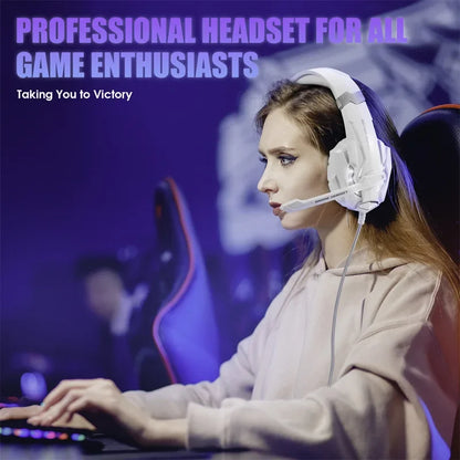 XIKCУ G9000 Gaming Headset Over-Ear – 3,5mm + USB LED-belysning Mikrofon Djupt Bas Stereo PS5 PS4 Xbox PC Laptop Röd Blå Vit