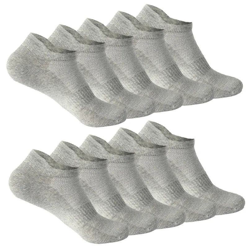 10 Pairs 100% Cotton Men Socks Summer Thin Breathable Socks High Quality No Show Boat Socks Black White Gray Short For Students