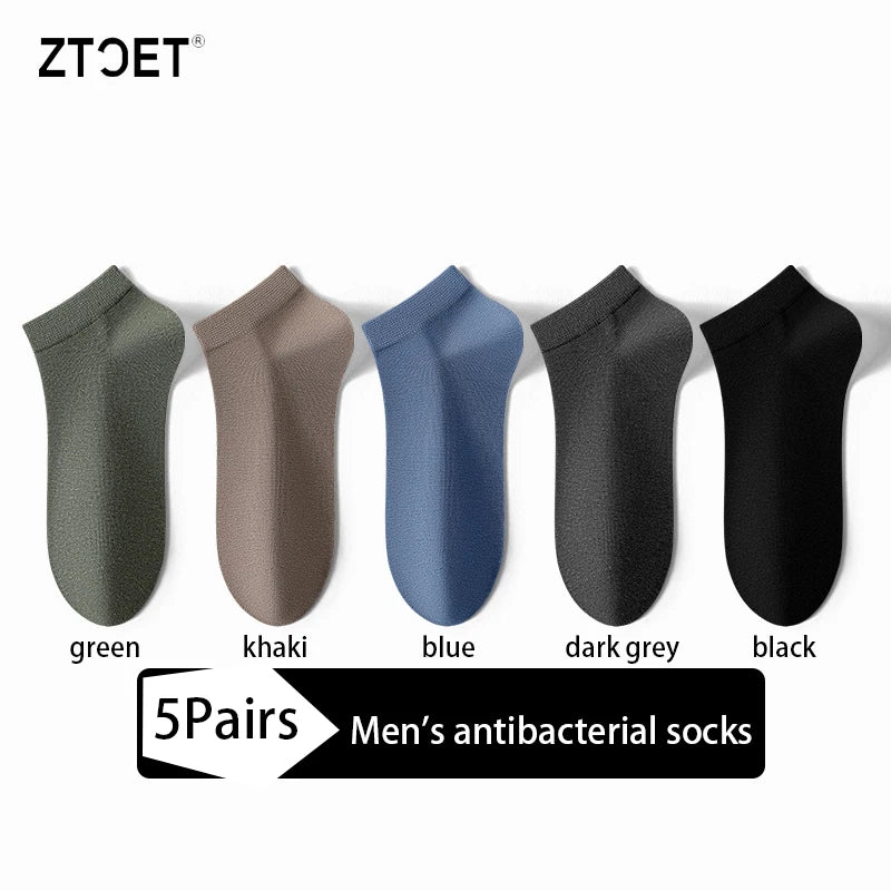 Men Combed Cotton Socks Short Breathable Odor proof and antibacterial Business Spring Summer for Male socks High Quality 5Pairs