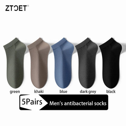 Men Combed Cotton Socks Short Breathable Odor proof and antibacterial Business Spring Summer for Male socks High Quality 5Pairs