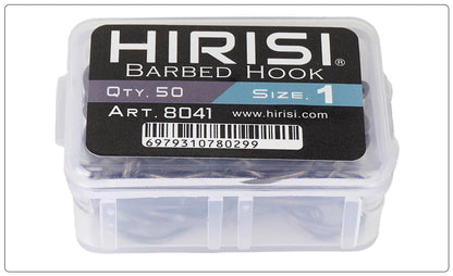 Hirisi 8041 50Pcs PTFE Coated Fish Hook High Carbon Stainless Steel Anti-Rust Sharp Point Barbed With Eye for Fishing Accessory