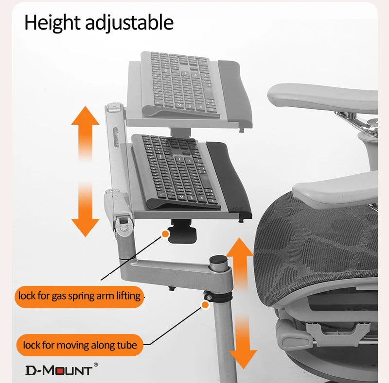 D-MOUNT High OK5030 Multi Functional Gas Spring Arm Laptop Tray Holder Around Chair Legs Lazy Office Stand Mouse Plate Mount