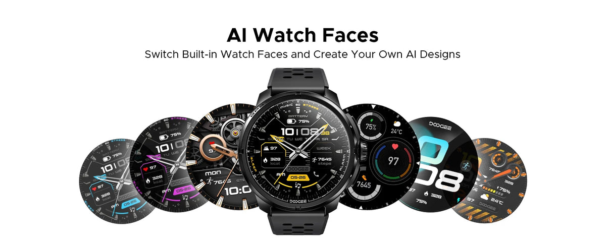 DOOGEE ANYMOVING M1 PRO Smart Watch 1.5" AMOLED Dual Band GPS Smart Watch with Offline Maps 170+ Sports Modes Fitness Watch 15-Day Battery AI Voice Assistant 5ATM Waterproof Outdoor GPS Watch
