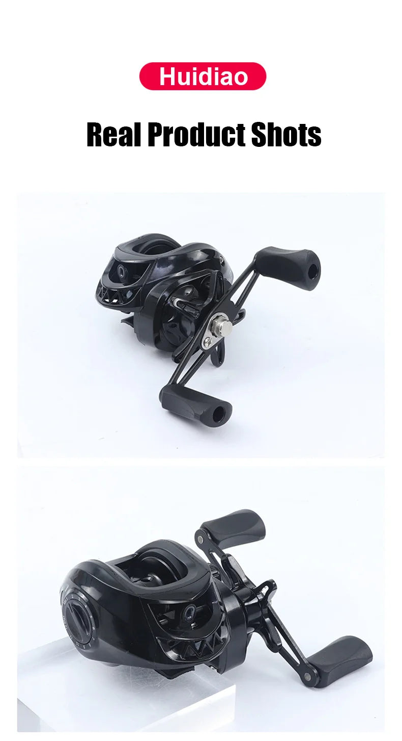 Huidiao Beginner Baitcasting Reel 7.2:1 Easy Casting Fishing Reel 10KG Max Drag 12-Level Magnetic Brake System for New Angler