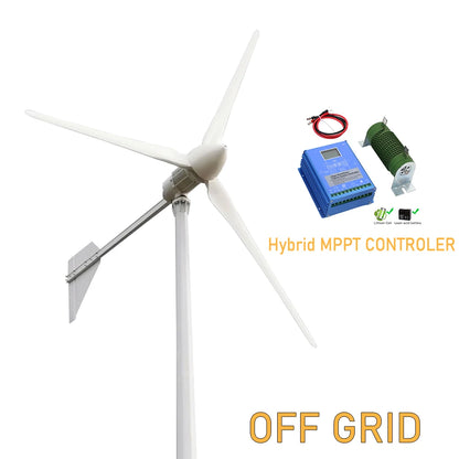 REAL POWER Horisontell Vindturbin 1kW/2kW – Nätansluten Inverter eller MPPT Hybrid Off-Grid Hushåll
