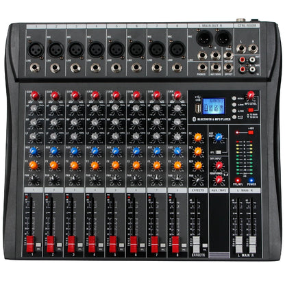 Depusheng DX8 8-kanals ljudmixer med Bluetooth och DSP-effekter