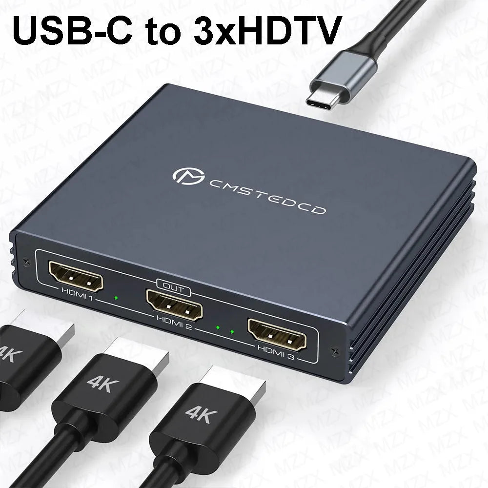MZX MST-splitter för tre skärmar, DisplayPort eller USB-C