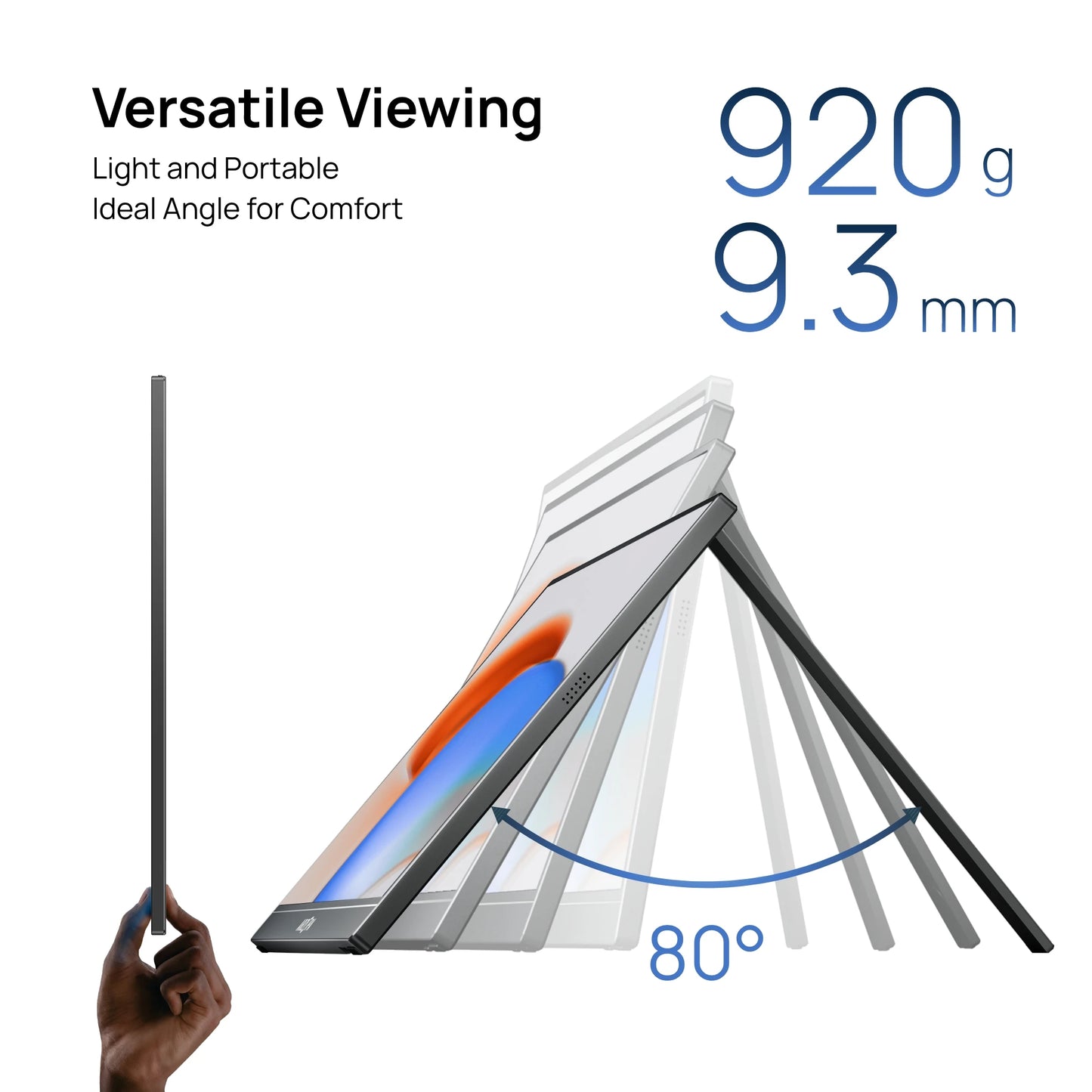 ARZOPA A1M Portabel Skärm 17,3" 1080P IPS – 100% sRGB HDR10 60Hz Inbyggt Stativ Dubbla Högtalare Aluminium USB-C HDMI