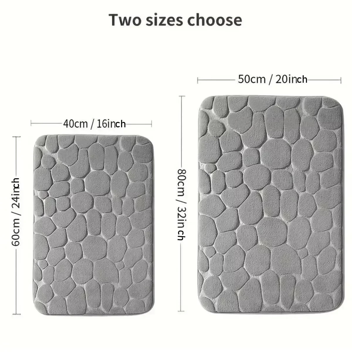 Bathroom Non Slip Mat Bath Mats Absorbent Doormat Carpet 3D Cobblestone Embossed Door Floor Mats Machine Washable Quick Drying