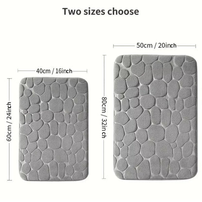 Bathroom Non Slip Mat Bath Mats Absorbent Doormat Carpet 3D Cobblestone Embossed Door Floor Mats Machine Washable Quick Drying