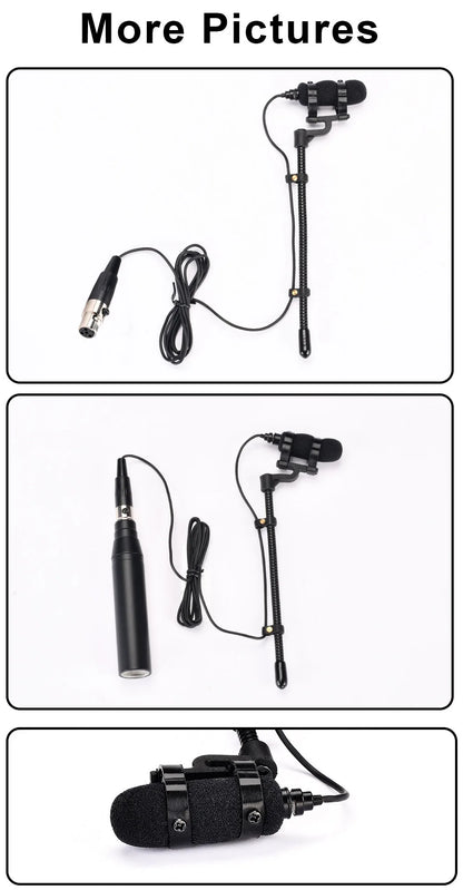 Professional 3 Pin 4 PIN XLR Violin Microphone 3.5mm Portable Condenser Musical Instrument Mic for Wind Sax Piano Clarinet IM-22