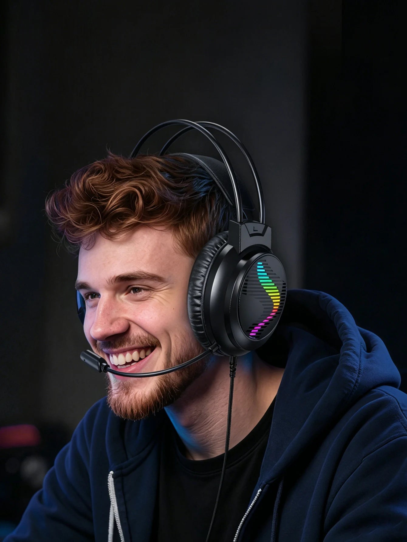 AKKHOO Gaming Headset 3,5mm RGB – 360° Roterbar Mikrofon Minnesskum CE/RoHS Internetcafé Gaming Svart Vit