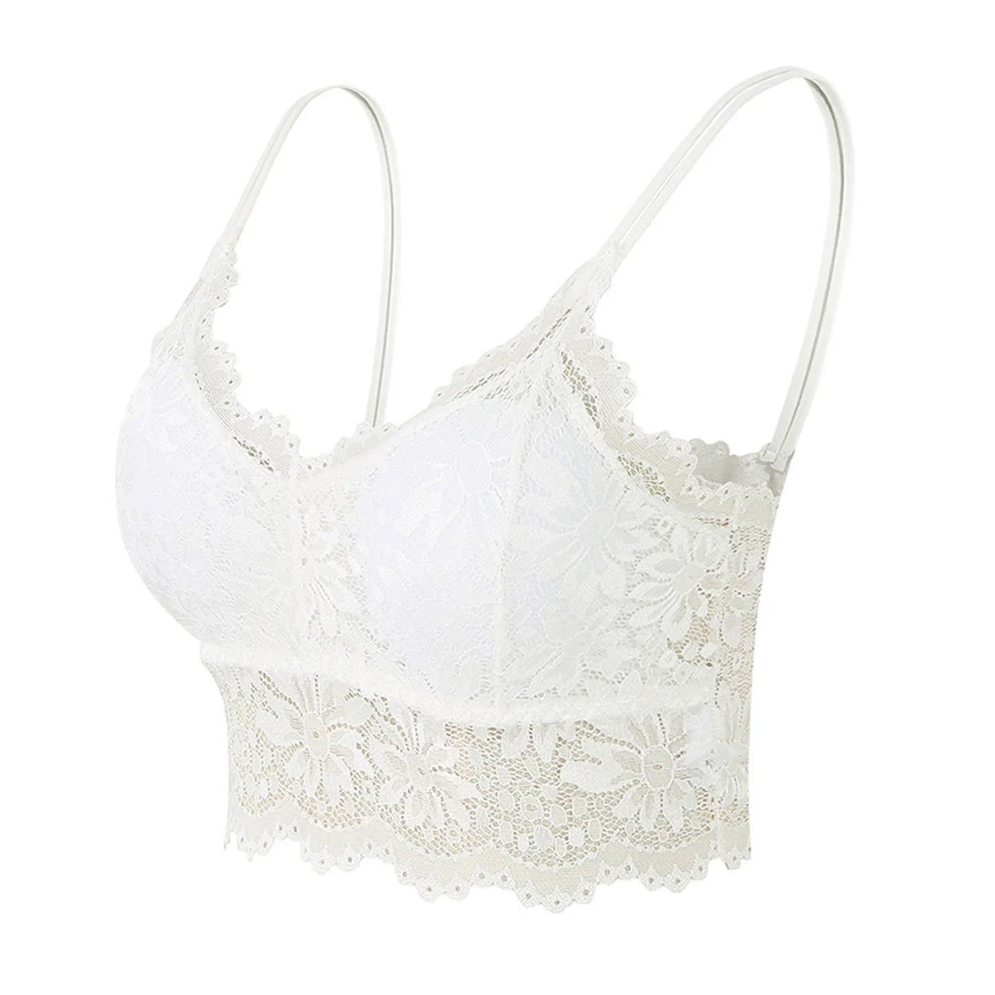 Sexy Strapless Floral Lace Bra For Women Plus Size Comfort Wireless Bras Padded Top Bra For Women High Elastic No Steel Ring Bra