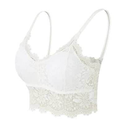 Sexy Strapless Floral Lace Bra For Women Plus Size Comfort Wireless Bras Padded Top Bra For Women High Elastic No Steel Ring Bra