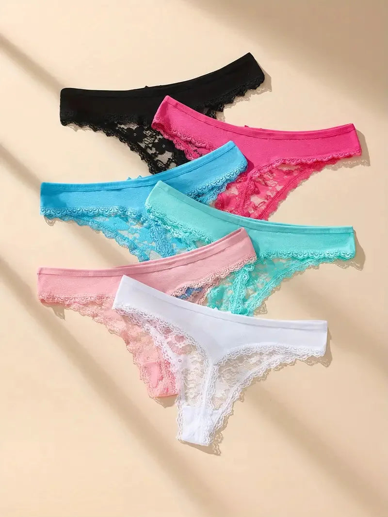 3Pcs Sexy Lace Women Thongs Transparent Women Panties Sexy Underwear Solid Floral G-String Size XS-XL Female Underpants Lingerie
