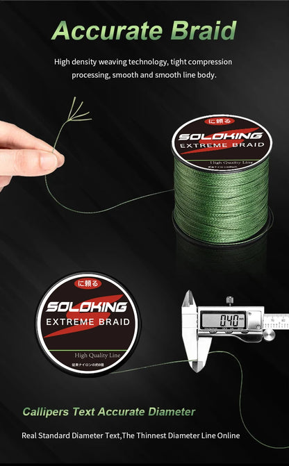 SOLOKING 300M PE Braided Fishing Line Super Strong Japanese Multifilament Sea Fishing Line 10LB-80LB Carp Line Trout Line