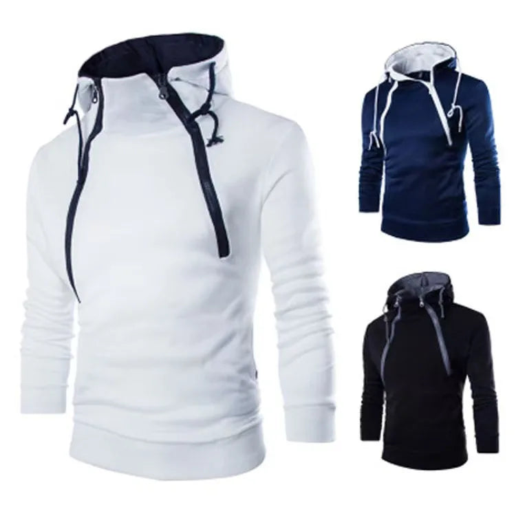 Hot Selling New Style Fashionable Placket Double Zipper Cardigan Contrasting Color Hooded Jacket Fleece Hoodie Custom Logo Print