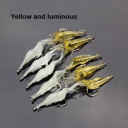 10/15/20pcs Goture Shrimp Lures Soft Shrimp Fishing Lures For Freshwater Saltwater Luminous Shrimp Bait Set With Sharp Hook Bead