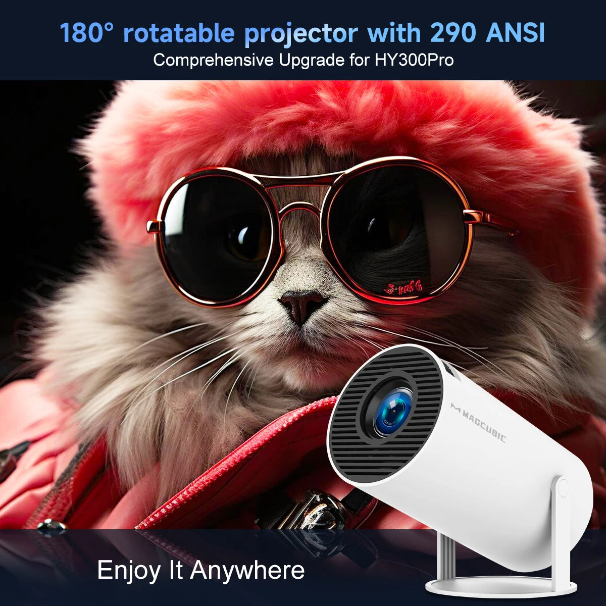 Magcubic HY300 Pro 8K HD Projector Android14 Dual Wifi6 290ANSI Allwinner H726 BT5.0 1280*720 Home Cinema Outdoor Projetor HY300