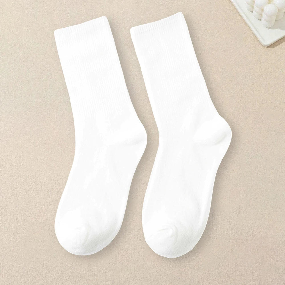 1/510 Pairs Women Solid Color Socks Simple Versatile Fashionable Socks Antibacterial Odor Resistant Breathable Comfortable Socks