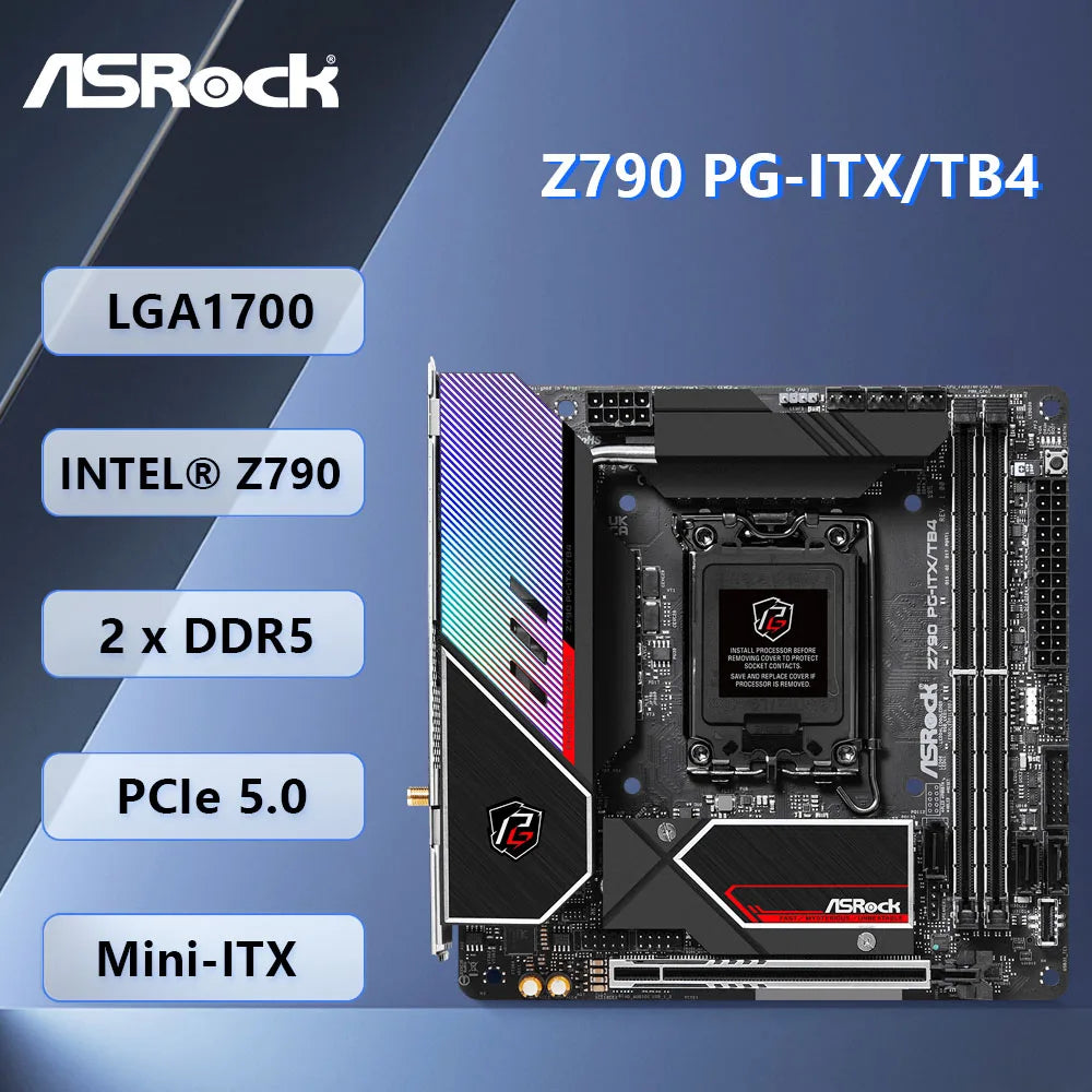 Asrock Z790 PG-ITX/TB4 Motherboard Z790 Mini-ITX Motherboard PCI-E5.0 M.2 DDR5 support i7-14790F i5-14490 i3-14100 i5-13600 cpu