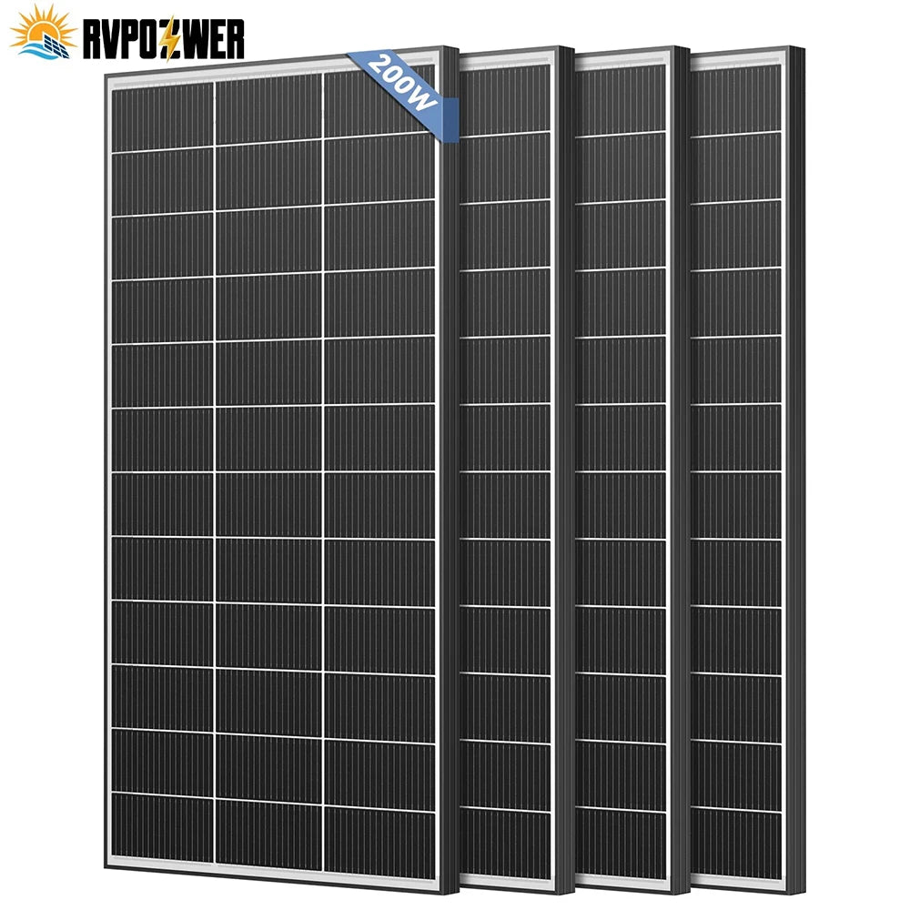 RVPOZWER Bifacial Solpanel 200W/400W/800W – N-Type 18BB, ~25% Verkningsgrad, +15% Bifacial, IP68, 25års Livslängd, Tak/Stuga/Off-Grid, EU-lager (Tyskland)