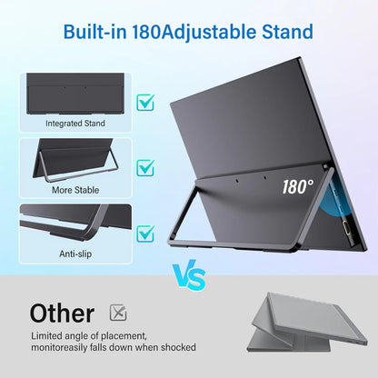 13.3 Inch 2K QHD Portable Monitor, 400 Nits, 100% SRGB, 16:10 Aspect Ratio, Built-in Speakers, VESA Mountable, Integrated Hidden