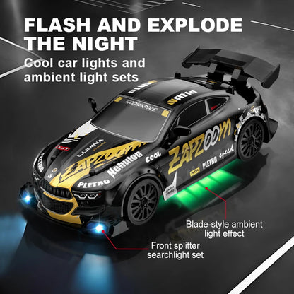 LKCOMO radiostyrd driftbil 1:24 med fyrhjulsdrift och LED-ljus