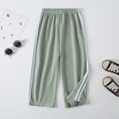 Summer CHILDREN'S Thin Wide-leg Pants Boys and Girls Color Leisure Sports Straight Pants Comfortable Pants.