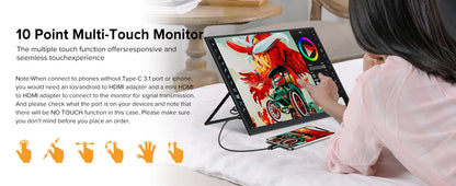 UPERFECT 18,5" Portabel Touchskärm – 120Hz IPS FreeSync HDR400 VESA USB-C Mini-HDMI Inbyggda Högtalare Laptop PC Switch PS5