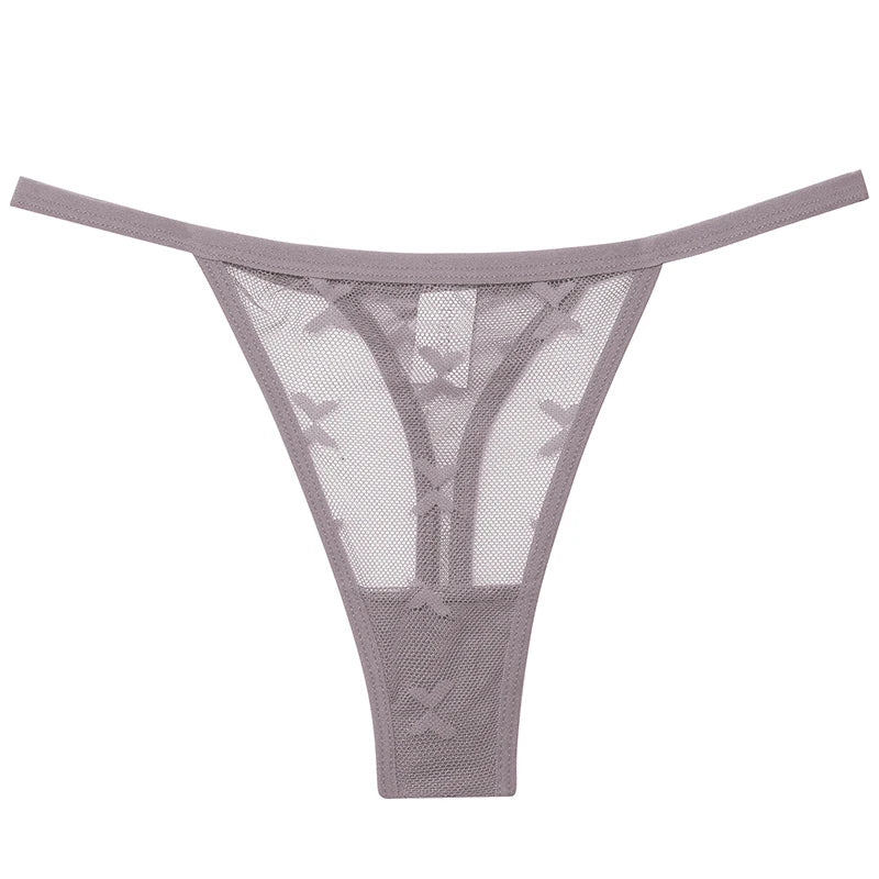 S-XL Sexy G String Thong Mesh Perspective Women Panties Low Waist Female Underpants Solid Color T-back Underwear Thongs Women