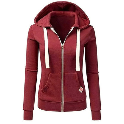 Autumn/Winter New Women'sPersonalized Fashion Sports Hoodie Long Sleeve Drawstring Pocket Zipper Coat Woolen Sweater Top CYXX386