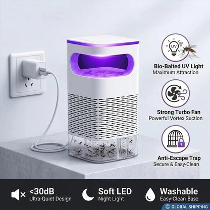 USB Mosquito Trap Electric Silent Bug Zapper Upgraded Inhalation Fly Killer with UV Light Indoor for Home Bedroom Office