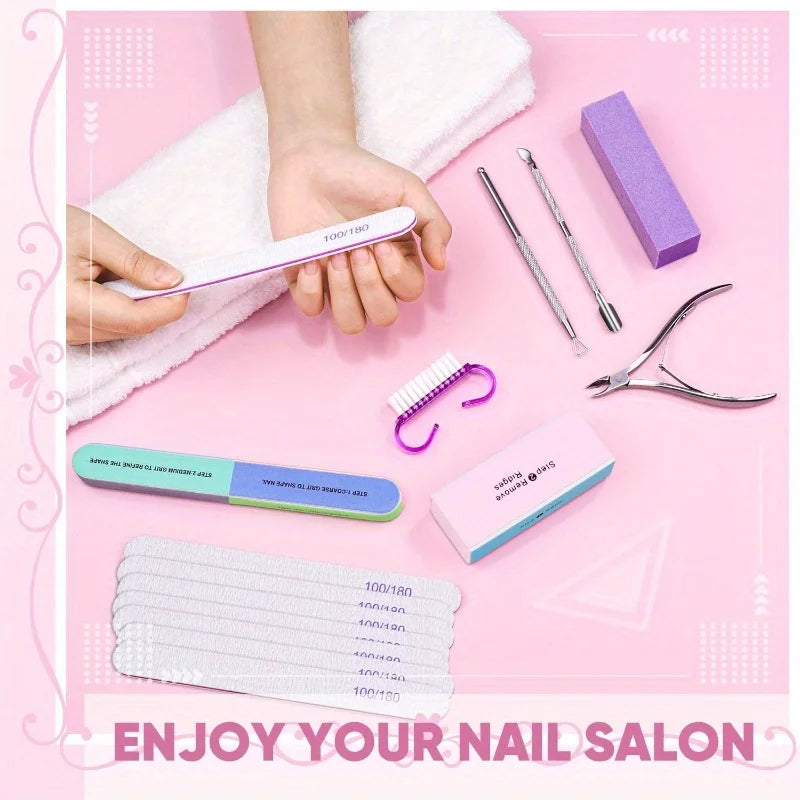 Professionellt Nagelvårdskit 10/15 delar – Filar, Buffer, Pensel, Sax, Nagelband Nippers & Gel-verktyg