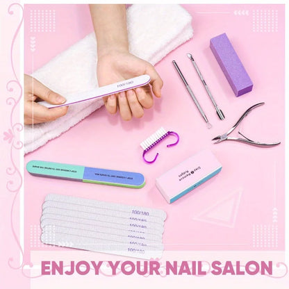 Professionellt Nagelvårdskit 10/15 delar – Filar, Buffer, Pensel, Sax, Nagelband Nippers & Gel-verktyg