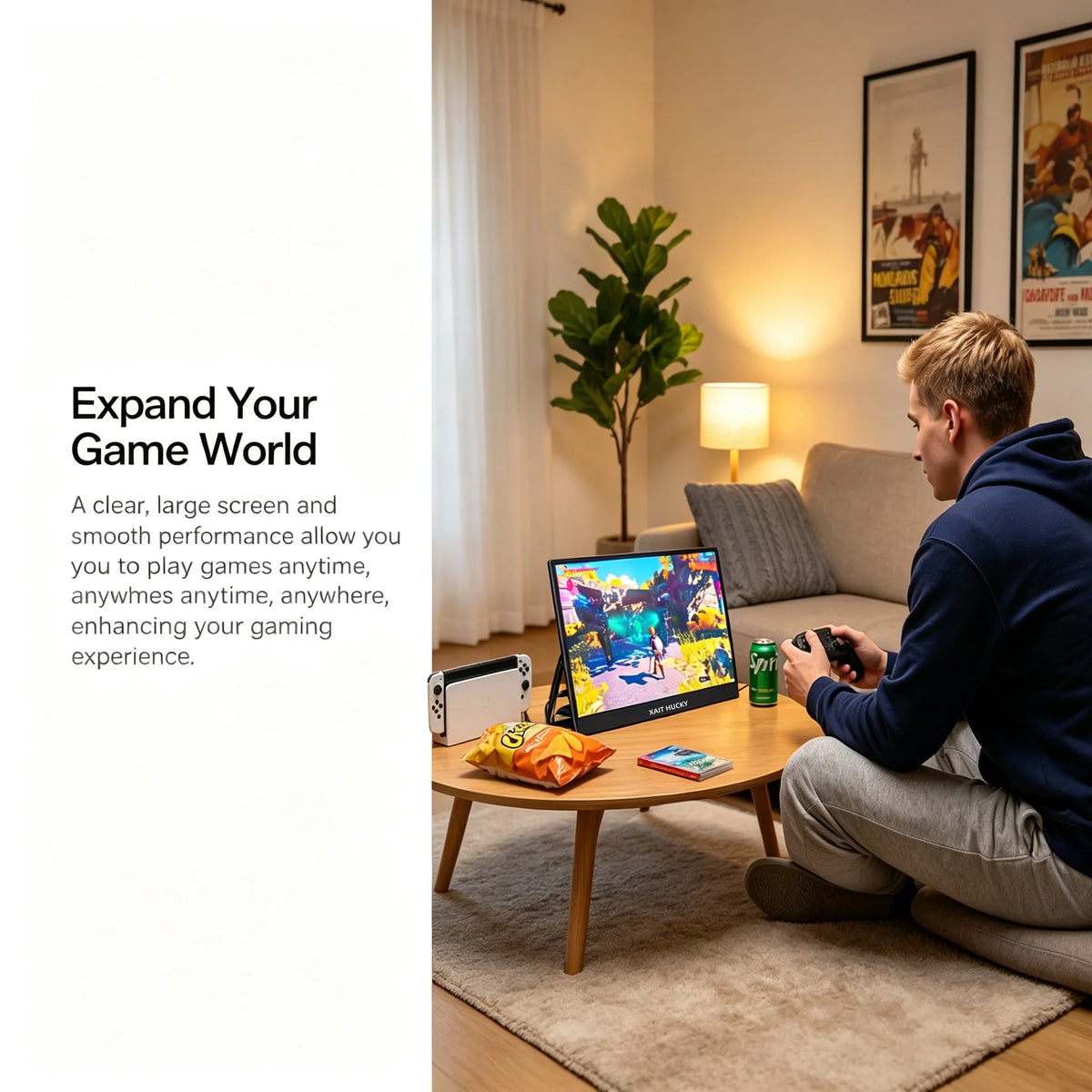 13.3 Inch 2K QHD Portable Monitor, 400 Nits, 100% SRGB, 16:10 Aspect Ratio, Built-in Speakers, VESA Mountable, Integrated Hidden