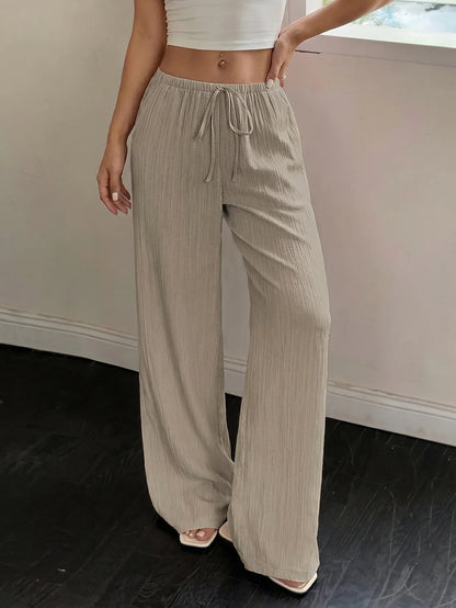 Dam Vida Byxor Hög Midja – Elegant Casual Enfargad Snördetalj Fickor Vår/Höst, 4 Färger S–XXL