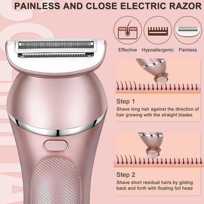 Hatteker 3-i-1 Elektrisk Epilator och Rakapparat för Dam
