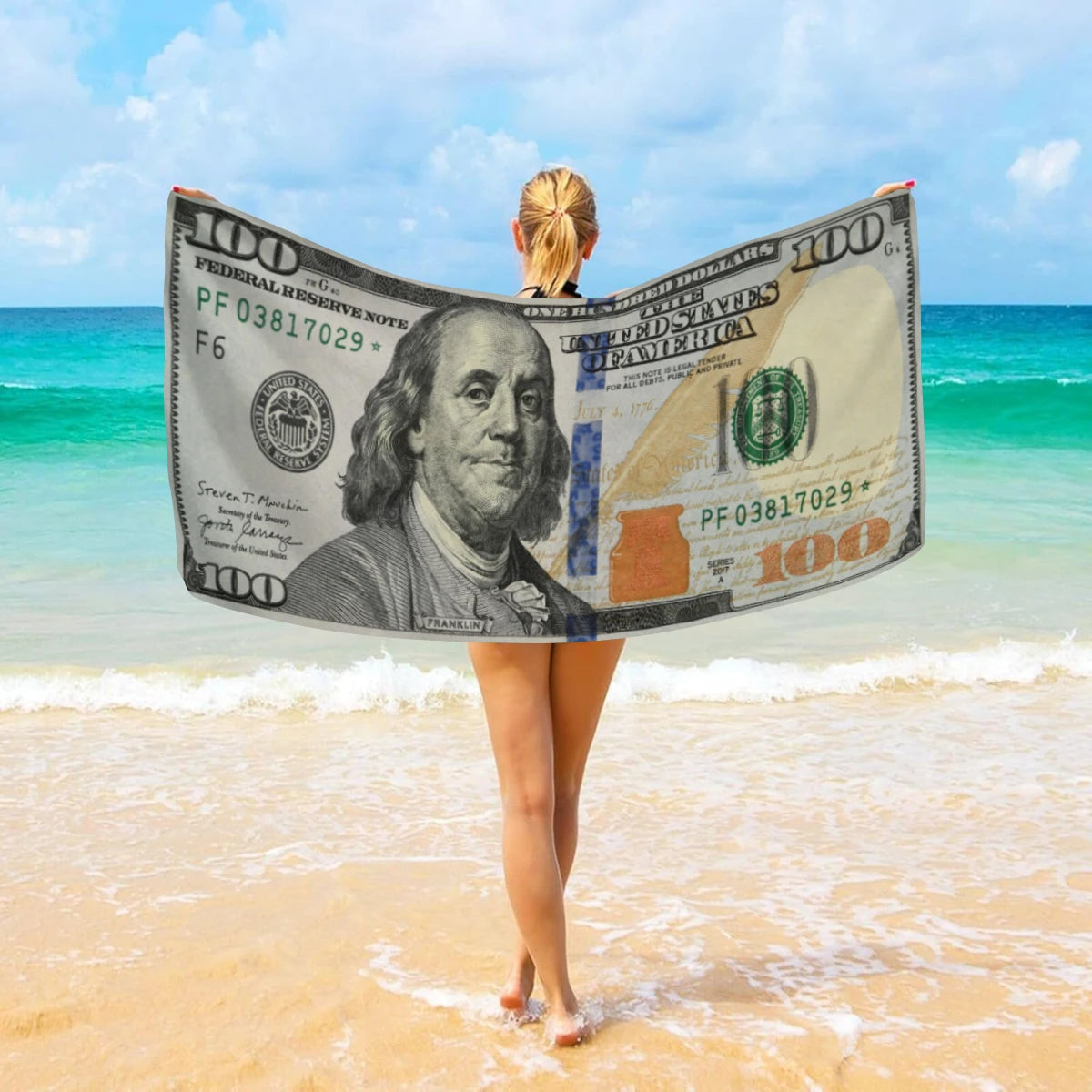 150/178cm A Soft Beach Towel With A Us Dollar Pattern Suitable For Swimming Camping Vacation And Yoga Multifunctional Towels