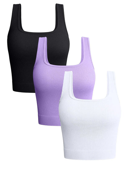 Dam Ribbad Crop Top – Ärmlös Yoga Träningstopp Stretch, 8 Färger S–L