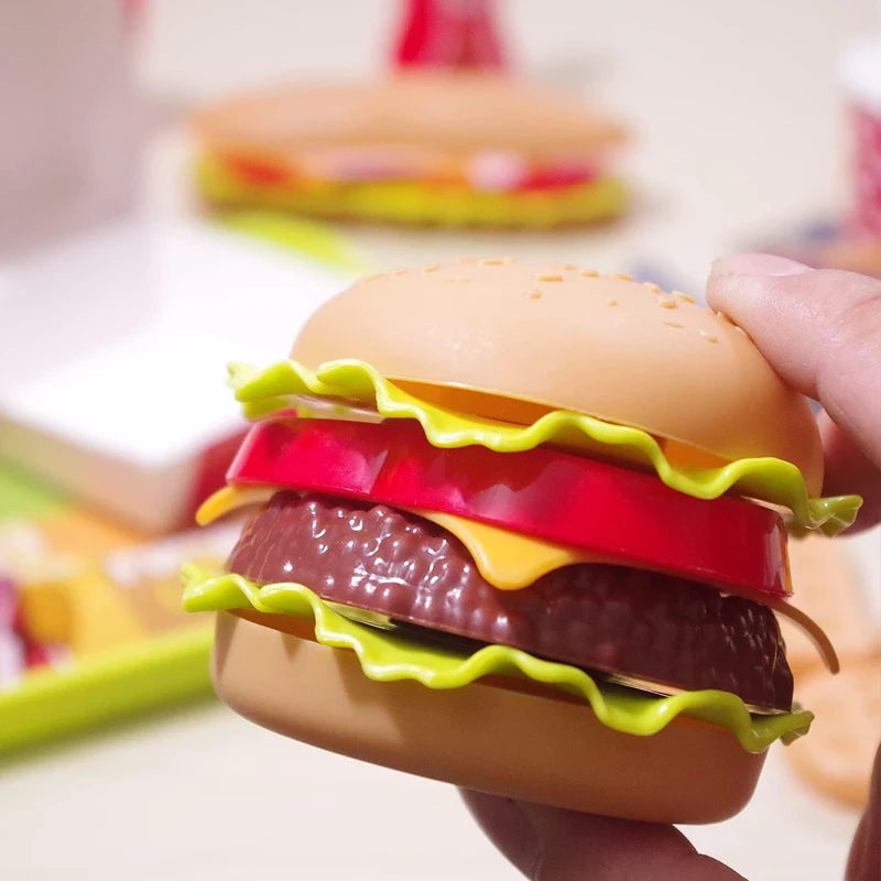 Låtsasmat för barn – hamburger, varmkorv och pommes för rollekar