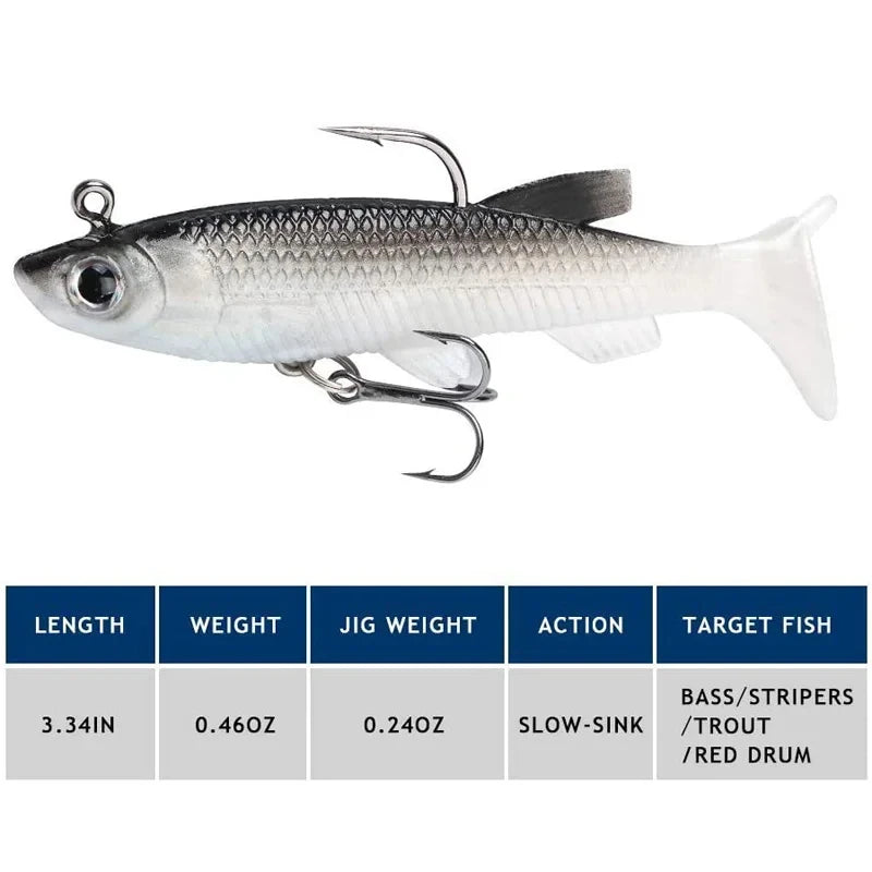 Wobblers Silicone Soft Bait 7.5cm 12g T Tail Swimbait Artificial Rubber Bait Pike for Bass Carp Fishing Lures