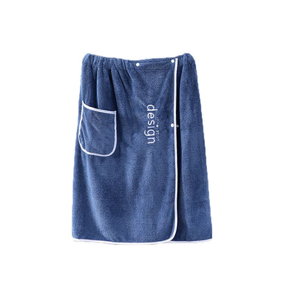 Wearable Men Bath Towel Soft Microfiber Bathrobe With Magic Pocket For Adults Gym Beach Sauna Spa Swimming Running Towel