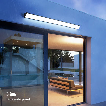 Modern Lång LED Vägglampa Utomhus – IP65, Fjärrdimmer, Varmvit/Kallvit, Svart/Silver, 55–145CM, 20–50W