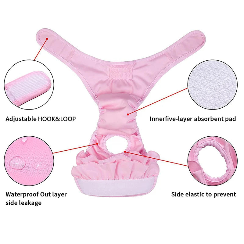 Reusable Female Pet Physiological Pants Washable Big Dog Sanitary Panties Diapers for Medium Large Dogs Mascotas Supplies