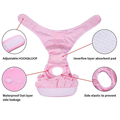 Reusable Female Pet Physiological Pants Washable Big Dog Sanitary Panties Diapers for Medium Large Dogs Mascotas Supplies