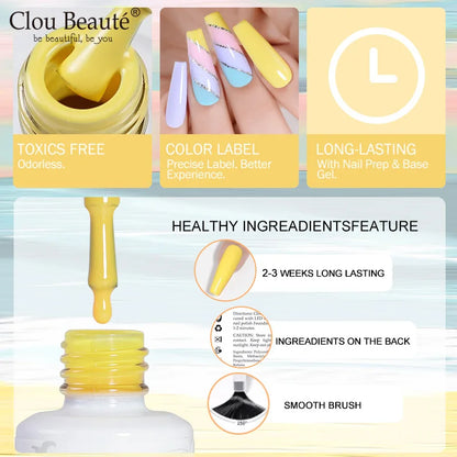 Clou Beaute Transparent French Gel Polish Translucent Nude Pink Red Jelly Glass Milky White Varnish Rainbow Color Nail Art