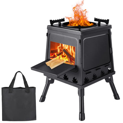 Vikbar Vedeldad Campingkamin – Kolstål Utomhus Vedspis BBQ Camping Vandring Picknick med Bärväska