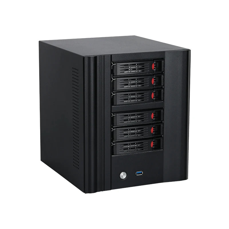 XCY X108 NAS Mini PC 4-fack 2,5"/3,5" SATA – Intel N150 / Celeron N2940, Windows 10/11 Linux NAS, DDR5/DDR3L