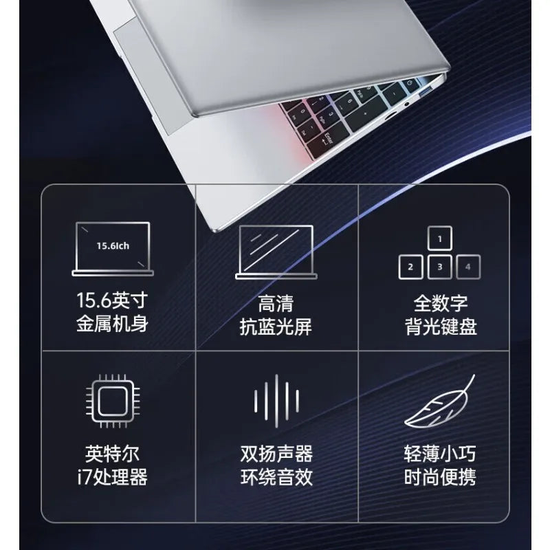 Ultratunn Gaming Laptop 15,6" 4K – Aluminiumlegering Intel N95 12/16/32GB RAM 128GB–1TB SSD Windows 11, Svart/Silver/Rosa